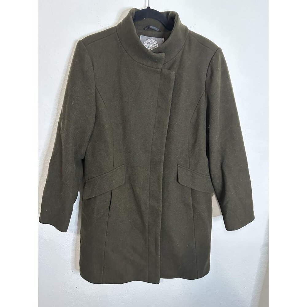 Vince Camuto Women’s Wool Green Pleated Overcoat Jacket Size Large